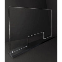 46" x 24" Large Acrylic Sneeze Guard, Protective Divider, with Wood Base - Braeside Displays