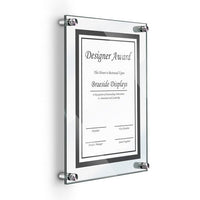 8" X 10" DELUXE ACRYLIC STANDOFF WALL FRAME, CLEAR - Braeside Displays